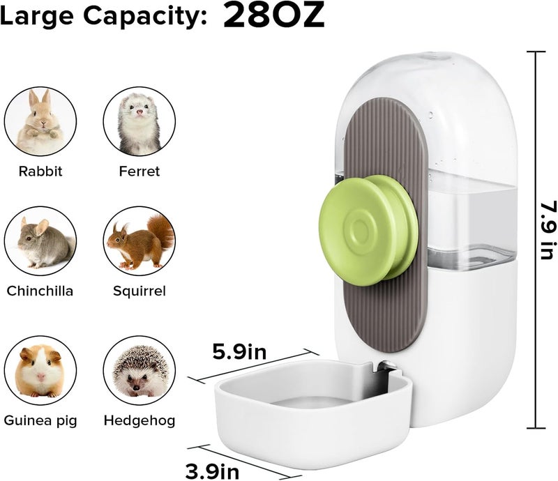 Kenond Rabbit Water Bottle,Hanging Automatic Water Dispenser for Cage (White, 28oz) - Image 4